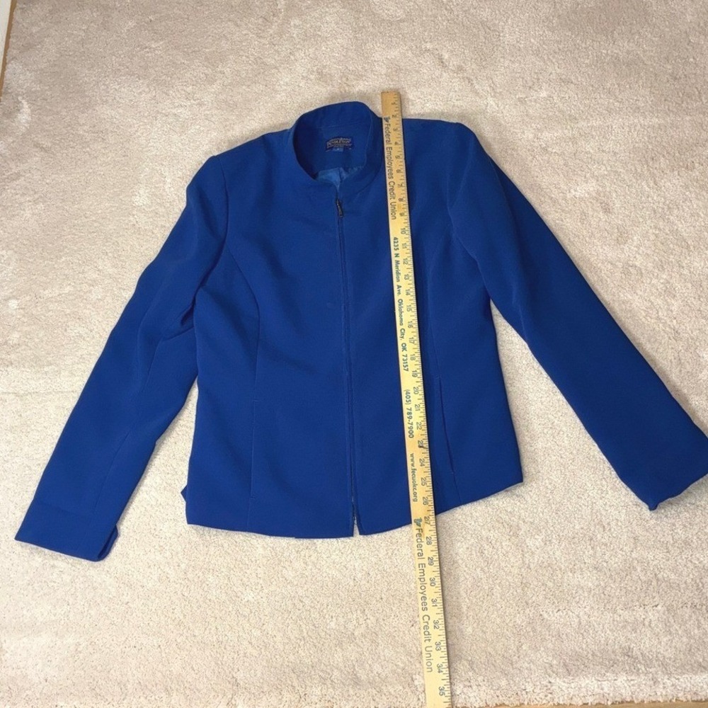 Pendleton Royal Blue Zip Jacket - 8 - Wool Mock Neck Tulip Cuff Classic Workwear